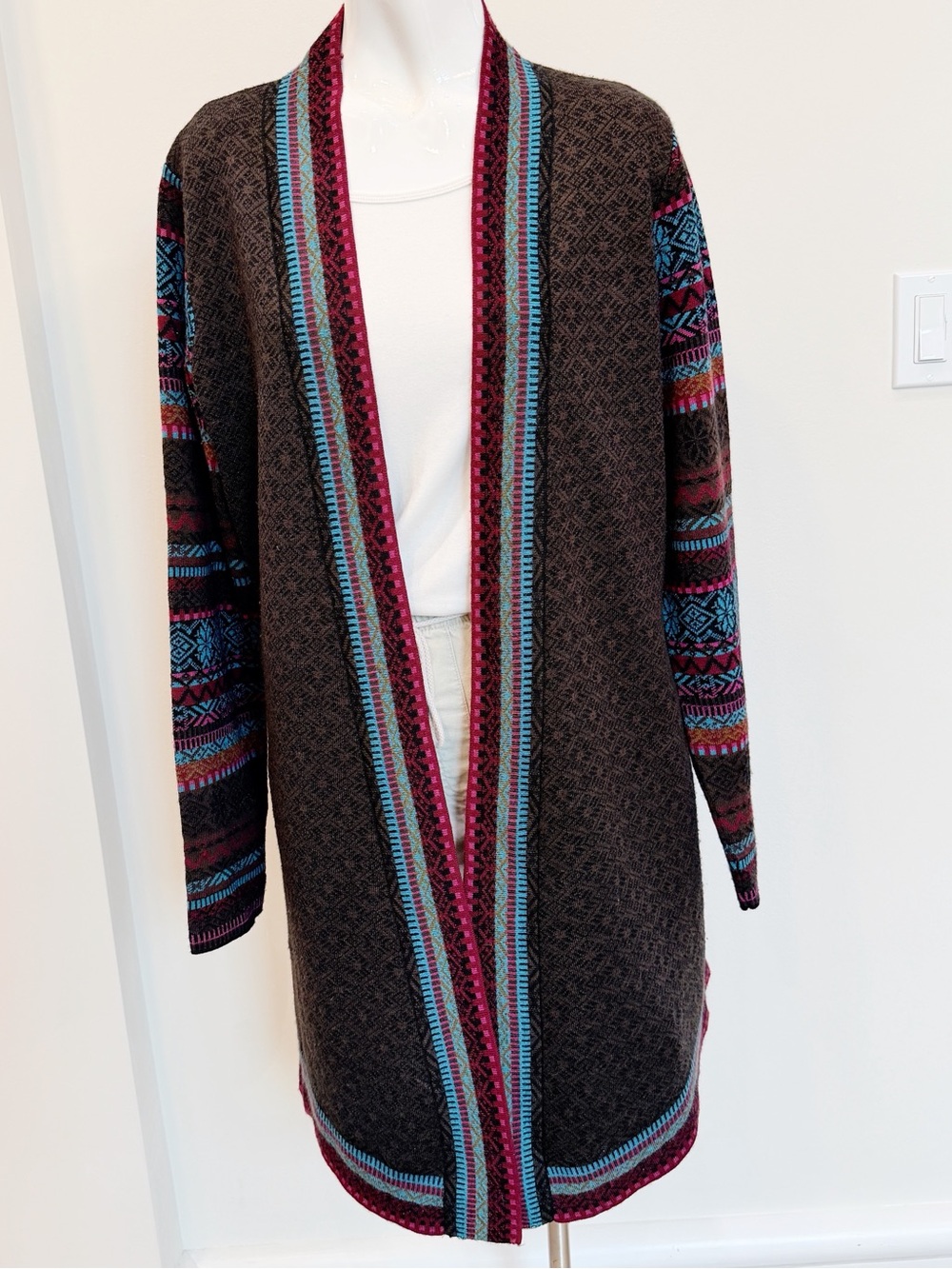 Icelandic Design Duster Length Open Cardigan Ladies Large